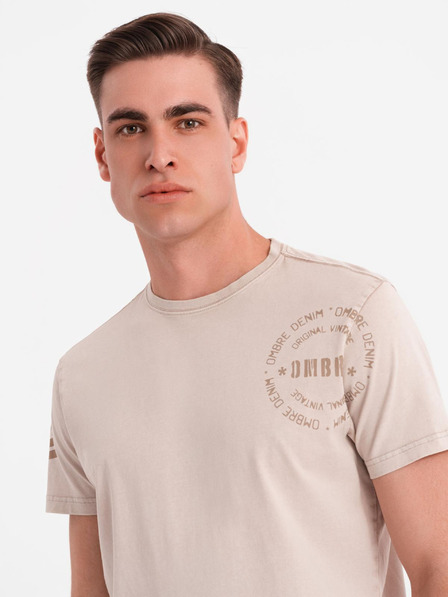 Ombre Clothing Bavlněné tričko s potiskem a kulatým výstřihem - černé