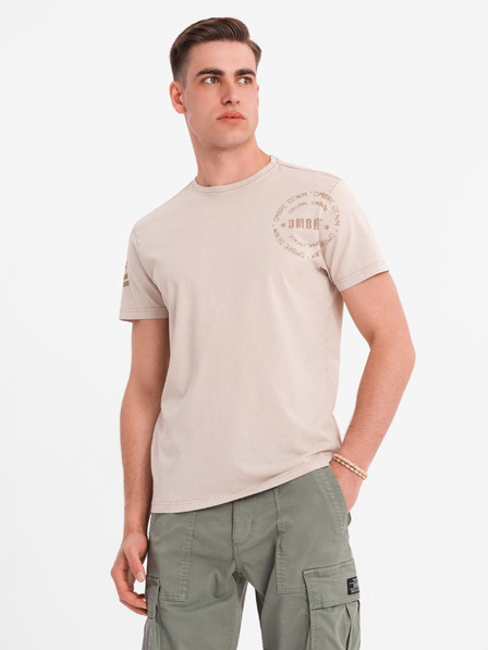 Ombre Clothing Bavlněné tričko s potiskem a kulatým výstřihem - černé
