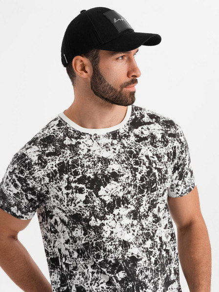 Ombre Clothing Pánské vzorované bavlněné tričko s krátkým rukávem - bílé a černé