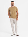 Ombre Clothing Bavlněné tričko s potiskem a kulatým výstřihem - tmavě olivově zelené