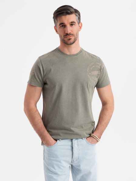 Ombre Clothing Bavlněné tričko s potiskem a kulatým výstřihem - černé
