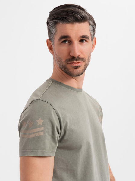 Ombre Clothing Bavlněné tričko s potiskem a kulatým výstřihem - černé