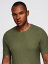 Ombre Clothing Pánské strukturované pletené tričko - olivové