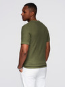 Ombre Clothing Pánské strukturované pletené tričko - olivové