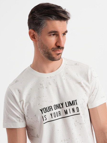 Ombre Clothing Pánské tričko s potiskem a kulatým výstřihem - bílé