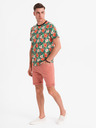 Ombre Clothing Pánské bavlněné tričko s květinovým potiskem - černé