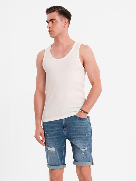 Ombre Clothing Pánské bavlněné basic tričko - bílé