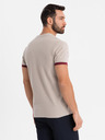 Ombre Clothing Pánské tričko s kontrastními vsadkami a výstřihem do V - béžové