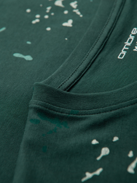 Ombre Clothing Pánské tričko s potiskem a kulatým výstřihem - zelené