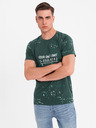 Ombre Clothing Pánské tričko s potiskem a kulatým výstřihem - zelené