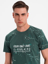 Ombre Clothing Pánské tričko s potiskem a kulatým výstřihem - zelené