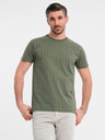 Ombre Clothing Pánské pletené tričko s celoplošným potiskem - olivové