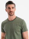 Ombre Clothing Pánské pletené tričko s celoplošným potiskem - olivové