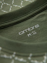 Ombre Clothing Pánské pletené tričko s celoplošným potiskem - olivové