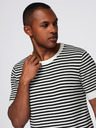 Ombre Clothing Pánské námořnické pruhované pletené tričko s prolamovanou vazbou - černobílé