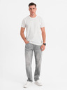 Ombre Clothing Pánské pletené tričko s celoplošným potiskem - bílé