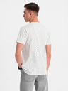 Ombre Clothing Pánské pletené tričko s celoplošným potiskem - bílé