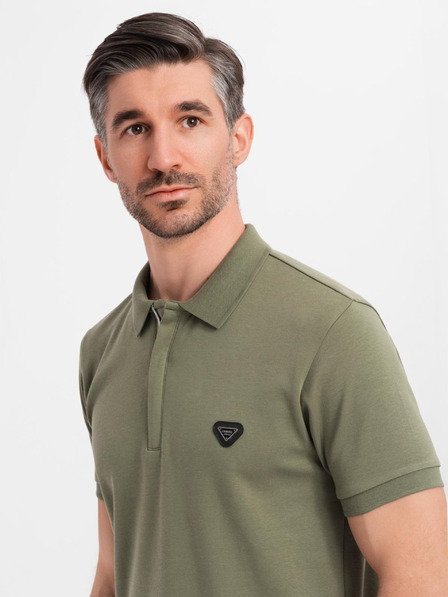 Ombre Clothing Pánská polokošile s výstřihem na zip - olivová