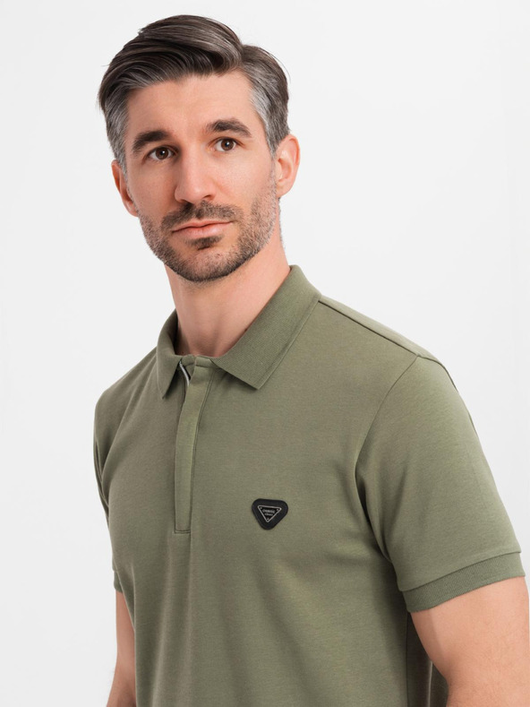 Ombre Clothing Pánská polokošile s výstřihem na zip - olivová