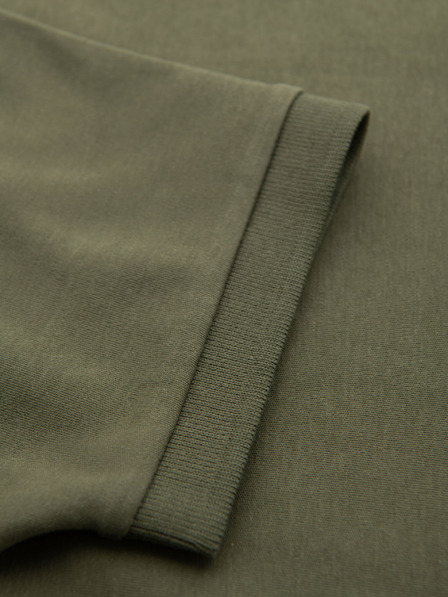 Ombre Clothing Pánská polokošile s výstřihem na zip - olivová