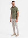 Ombre Clothing Pánská polokošile s výstřihem na zip - olivová