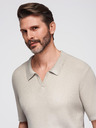 Ombre Clothing Pánská polokošile bez knoflíků s otevřeným límečkem - světle šedá