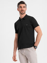 Ombre Clothing Pánská polokošile s výstřihem na zip - černá