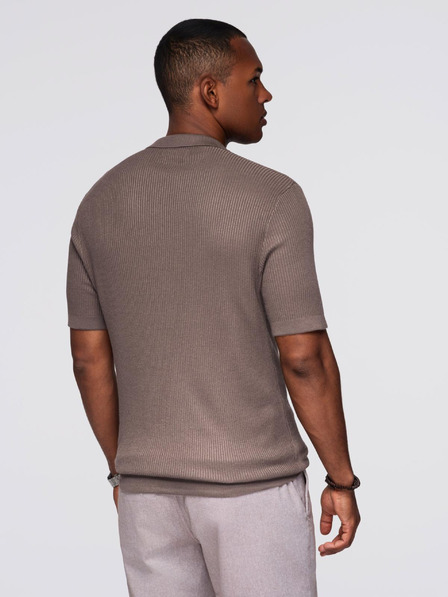 Ombre Clothing Pánská polokošile bez knoflíků s otevřeným límečkem - popel