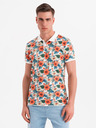 Ombre Clothing Bavlněná polokošile s květinovým potiskem - bílá