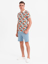 Ombre Clothing Bavlněná polokošile s květinovým potiskem - bílá