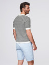 Ombre Clothing Pánská pletená polokošile bez knoflíků v námořnických pruzích - černobílá