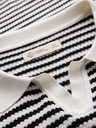 Ombre Clothing Pánská pletená polokošile bez knoflíků v námořnických pruzích - černobílá