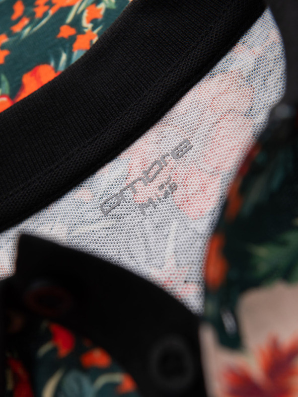Ombre Clothing Bavlněná polokošile s květinovým potiskem - černá