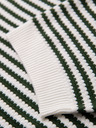 Ombre Clothing Pánská pletená polokošile bez knoflíků v námořnických pruzích - bílá a olivově zelená