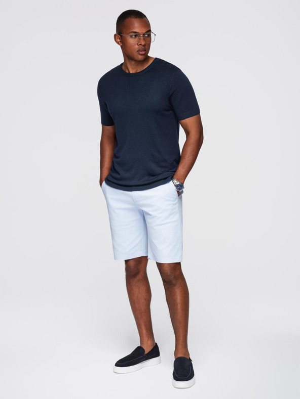 Ombre Clothing Pánská klasická pletená žebrovaná košile - tmavě modrá