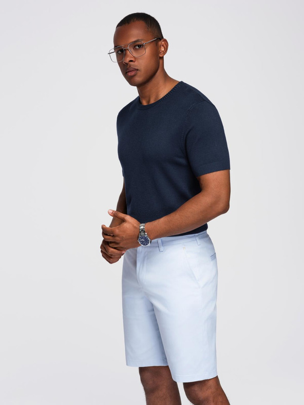 Ombre Clothing Pánská klasická pletená žebrovaná košile - tmavě modrá