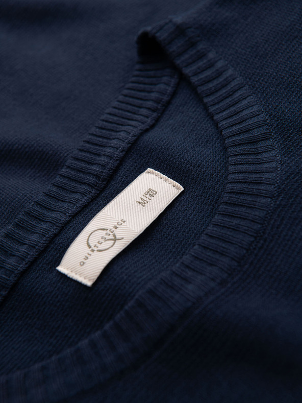 Ombre Clothing Pánská klasická pletená žebrovaná košile - tmavě modrá