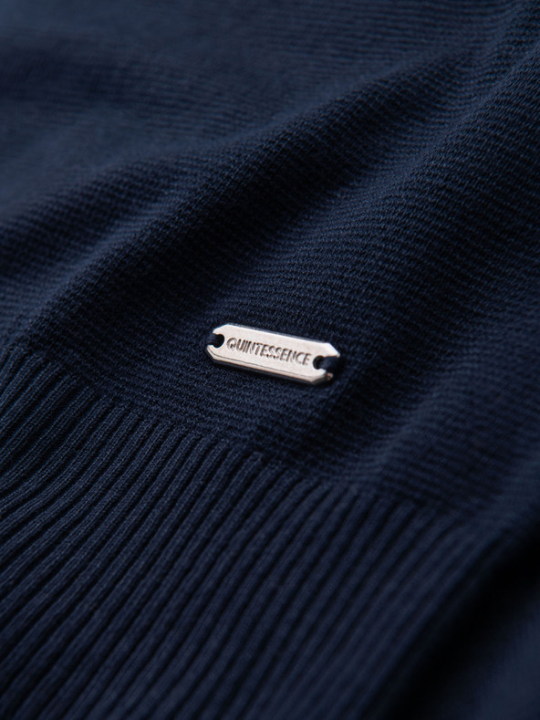 Ombre Clothing Pánská klasická pletená žebrovaná košile - tmavě modrá