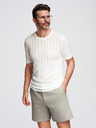 Ombre Clothing Pánský svetr s kulatým výstřihem a krátkými rukávy - bílý