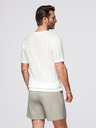 Ombre Clothing Pánský svetr s kulatým výstřihem a krátkými rukávy - bílý