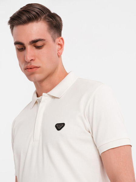 Ombre Clothing Pánská polokošile s výstřihem na zip - bílá