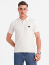 Ombre Clothing Pánská polokošile s výstřihem na zip - bílá