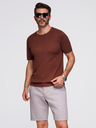 Ombre Clothing Pánská klasická pletená košile s žebrovanými manžetami - teplá hnědá