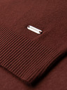 Ombre Clothing Pánská klasická pletená košile s žebrovanými manžetami - teplá hnědá