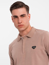 Ombre Clothing Pánská polokošile s výstřihem na zip - světle hnědá