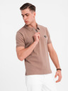 Ombre Clothing Pánská polokošile s výstřihem na zip - světle hnědá