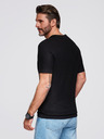 Ombre Clothing Pánská pletená polokošile bez knoflíků - černá