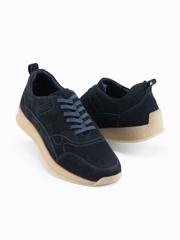 Ombre Clothing Pánské lehké semišové tenisky ve sportovním stylu - tmavě modré