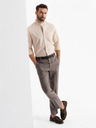 Ombre Clothing Pánská plátěná košile se stojáčkem a kapsou REGULAR FIT - krémová