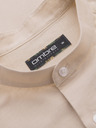 Ombre Clothing Pánská plátěná košile se stojáčkem a kapsou REGULAR FIT - krémová
